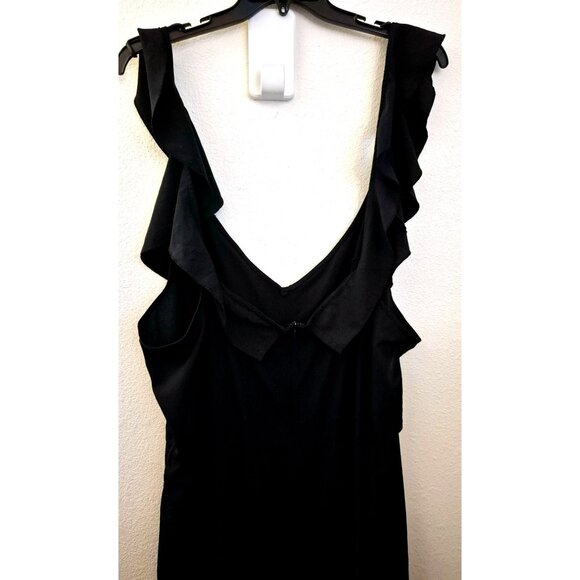 BooHoo Black Wide Leg Ruffle Strap Lightweight Jumpsuit Size 24 EUC - Picture 3 of 10